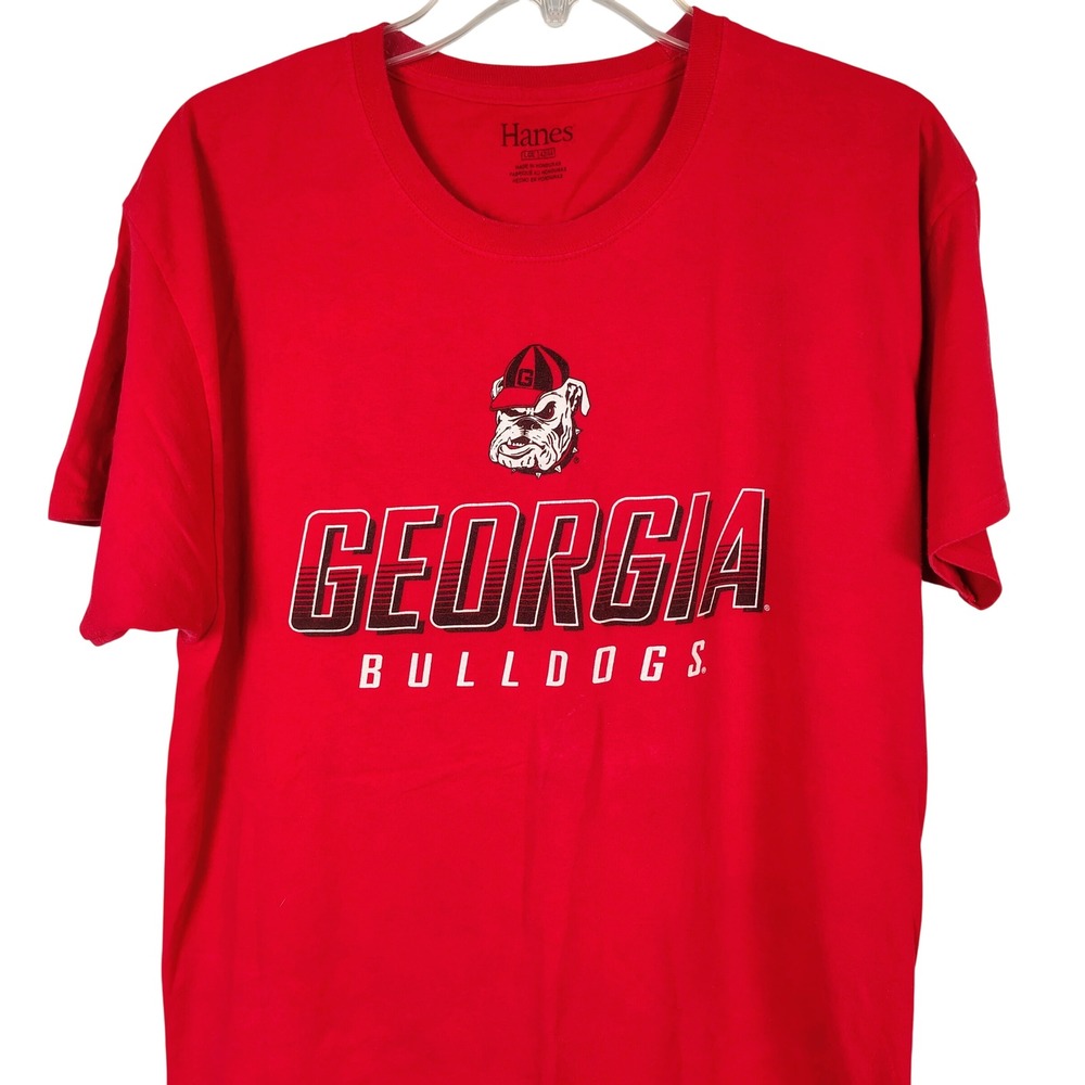 Hanes Georgia Bulldogs Mens Large Red Short Sleeve Graphic T-Shirt UGA Mascot